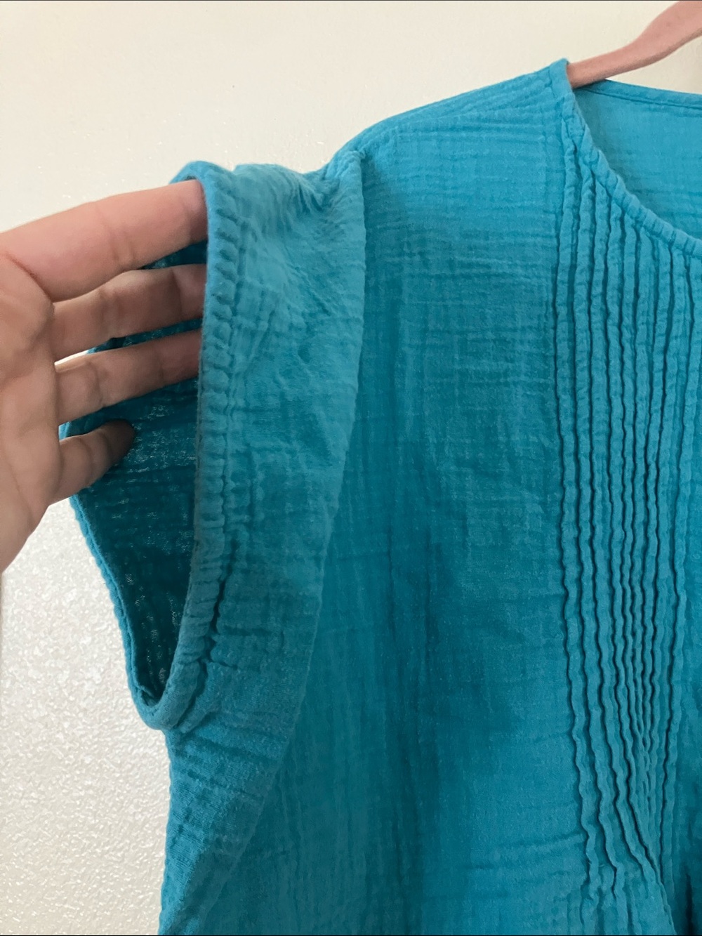 Coldwater Creek Muslin Cotton Blue Boxy Top, 1X - Picture 4 of 6